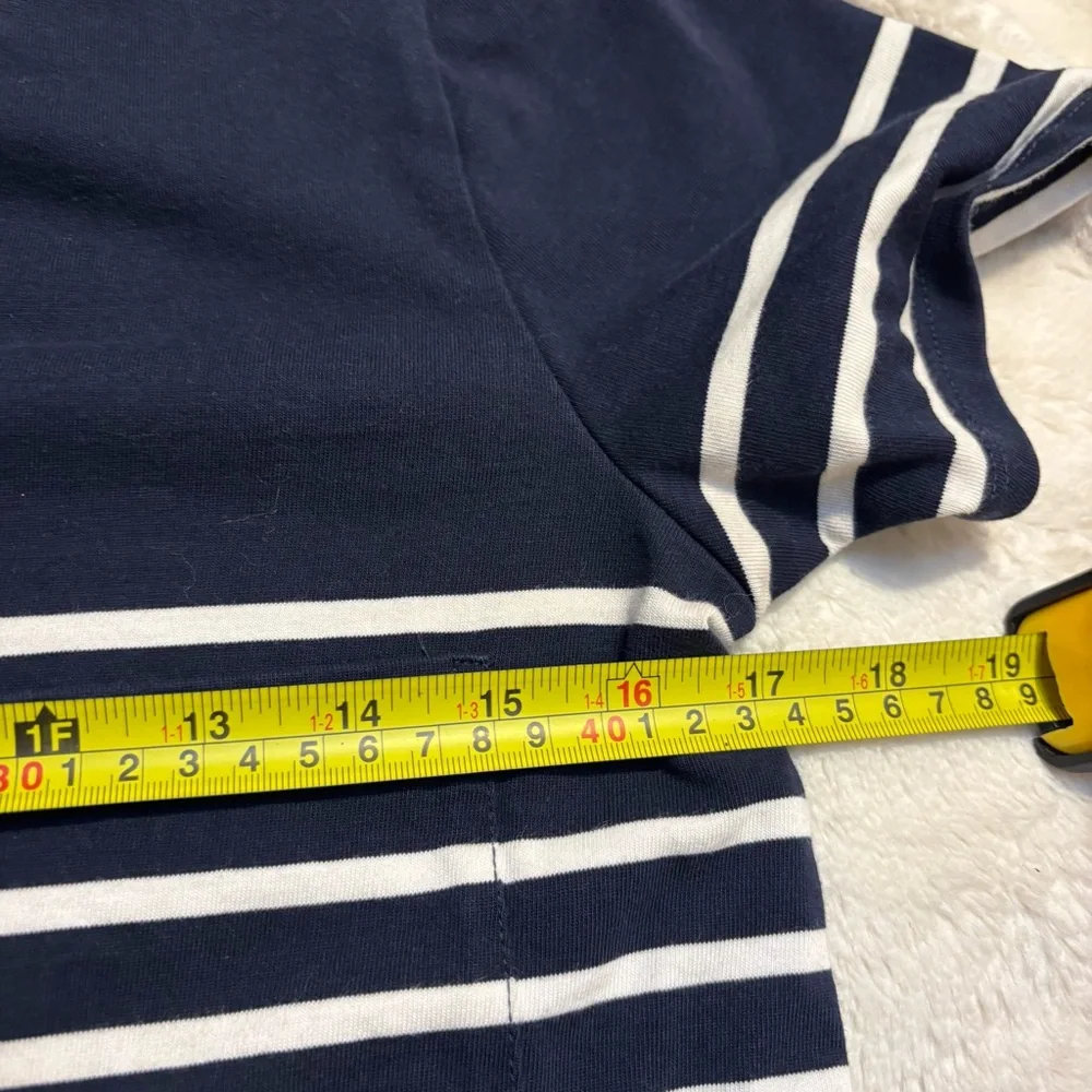 J. Crew Dress XS Navy White Nautical Striped Mini T-Shirt Dress Short Slv Cotton
